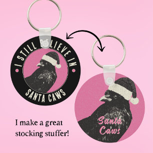 Roze en Zwarte Gotische Kraai Stocking Stuffer Sleutelhanger