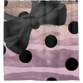 Roze en zwarte goudkleurige rode vlekjes douchegordijn (Voorkant)