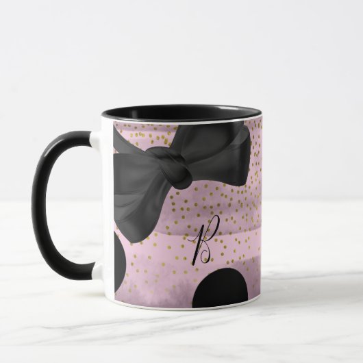 Roze en zwarte goudkleurige rode vlekjes mok (Links)