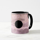 Roze en zwarte goudkleurige rode vlekjes mok (Voorkant rechts)