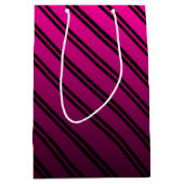 Roze en zwarte gradiënt met zwarte strepen medium cadeauzakje (Voorkant)