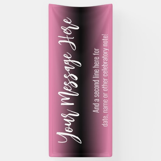 Roze en zwarte gradiënt Ombre Voeg je aangepaste t Spandoek (Verticaal)