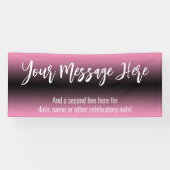 Roze en zwarte gradiënt Ombre Voeg je aangepaste t Spandoek (Horizontaal)
