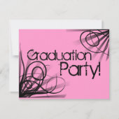 Roze en Zwarte Graduation Party Kaart (Voorkant)