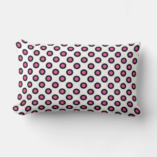 roze en zwarte grafische cirkel polka stippen. kussen
