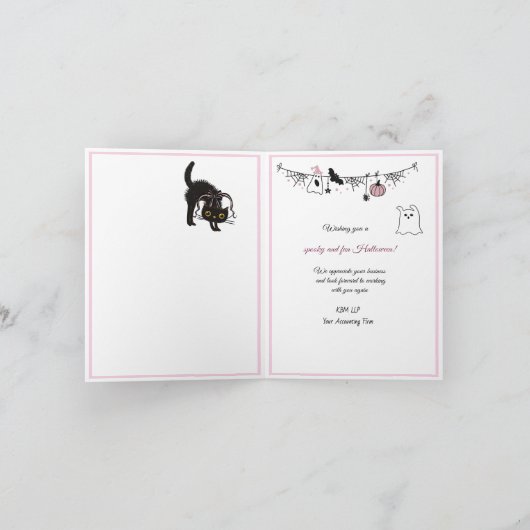 Roze en zwarte grillige Halloween-Kaart voor bedri Kaart (Binnen)