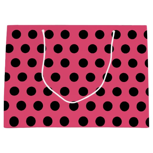 Roze en zwarte grote middelgrote polaire dot party groot cadeauzakje (Voorkant)