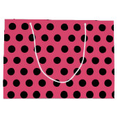 Roze en zwarte grote middelgrote polaire dot party groot cadeauzakje (Achterkant)
