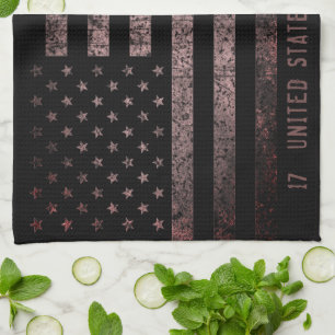 Roze en Zwarte Grunge  Amerikaanse vlag Theedoek