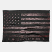 Roze en Zwarte Grunge Amerikaanse vlag Theedoek (Horizontaal)