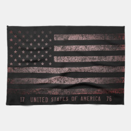 Roze en Zwarte Grunge  Amerikaanse vlag Theedoek