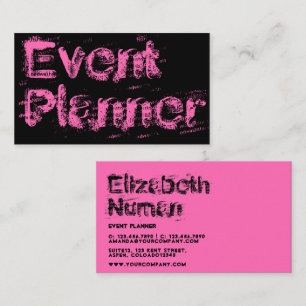 Roze en Zwarte Grunge Typografie Visitekaartje
