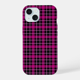 Roze en Zwarte Grunge Vintage 90s Print iPhone 15 Case