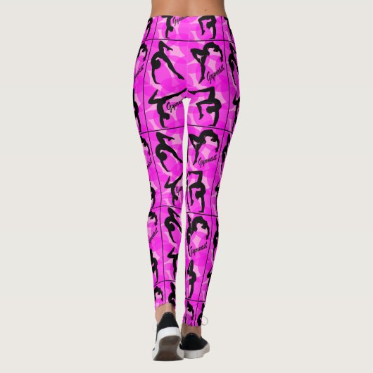  ROZE EN ZWARTE GYMNASTIEK LEGGINGS (Achterkant)