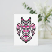 Roze en zwarte Haida Spirit Owl Briefkaart (Staand voorkant)