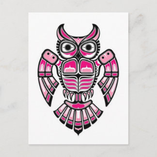 Roze en zwarte Haida Spirit Owl Briefkaart