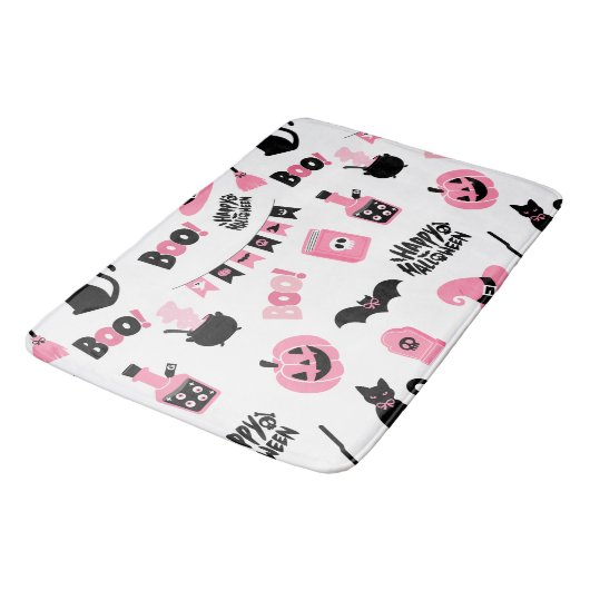 Roze en zwarte Halloween Badmat (Gekanteld)