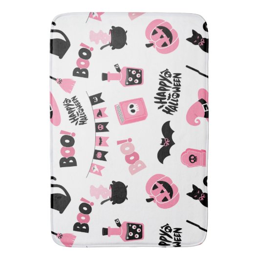 Roze en zwarte Halloween Badmat (Voorkant Verticaal)