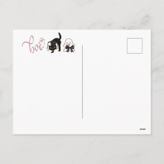 Roze en zwarte Halloween "Boo" Groeten Briefkaart (Achterkant)