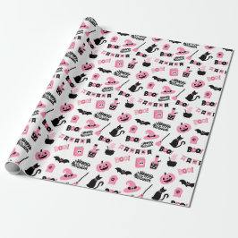 Roze en zwarte Halloween Cadeaupapier