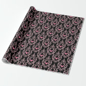 Roze en zwarte Halloween Cadeaupapier (Uitgerold)