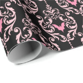 Roze en zwarte Halloween Cadeaupapier (Rol Hoek)
