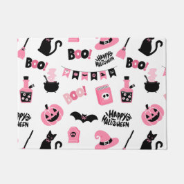 Roze en zwarte Halloween Deurmat
