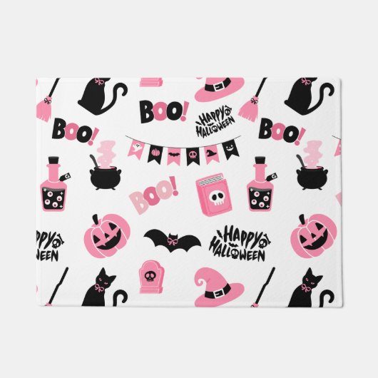Roze en zwarte Halloween Deurmat (Voorkant)
