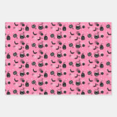 Roze en zwarte halloween geënt inpakpapier vel (Voorkant)