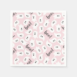 Roze en zwarte Halloween Ghost Boo Party Napkins Servet