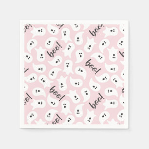 Roze en zwarte Halloween Ghost Boo Party Napkins Servet