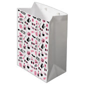 Roze en zwarte Halloween Gift Bag Medium Cadeauzakje (Voorkant Gekanteld)