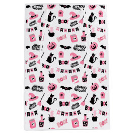 Roze en zwarte Halloween Gift Bag Medium Cadeauzakje