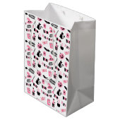 Roze en zwarte Halloween Gift Bag Medium Cadeauzakje (Achterkant Gekanteld)