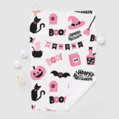 Roze en zwarte Halloween Golfhanddoek (Insitu)