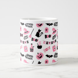 Roze en zwarte Halloween Grote Koffiekop