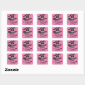 Roze en zwarte Halloween heks Vierkante Sticker (Vel)