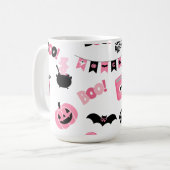 Roze en zwarte Halloween Koffiemok (Voorkant links)