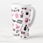 Roze en zwarte Halloween Latte Mok (Rechterhoek)