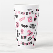 Roze en zwarte Halloween Latte Mok (Voorkant)