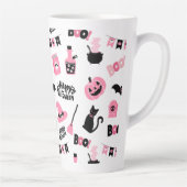 Roze en zwarte Halloween Latte Mok (Rechts)