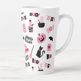 Roze en zwarte Halloween Latte Mok