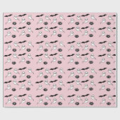 Roze en zwarte Halloween-omslagpapier Cadeaupapier (Vlak)