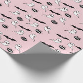 Roze en zwarte Halloween-omslagpapier Cadeaupapier (Hoek)