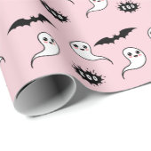 Roze en zwarte Halloween-omslagpapier Cadeaupapier (Rol Hoek)