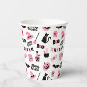 Roze en zwarte Halloween Papieren Bekers (Achterkant)