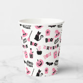 Roze en zwarte Halloween Papieren Bekers (Links)