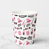 Roze en zwarte Halloween Papieren Bekers (Rechts)