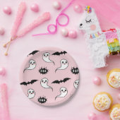 Roze en zwarte Halloween Papieren Bordje (Feest)