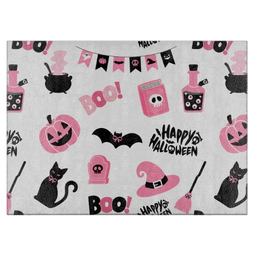 Roze en zwarte Halloween Snijplank (Voorkant)